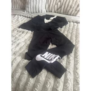 Nike Dri-Fit Black Cropped Sweatshirt & Leggings Set Women M/S